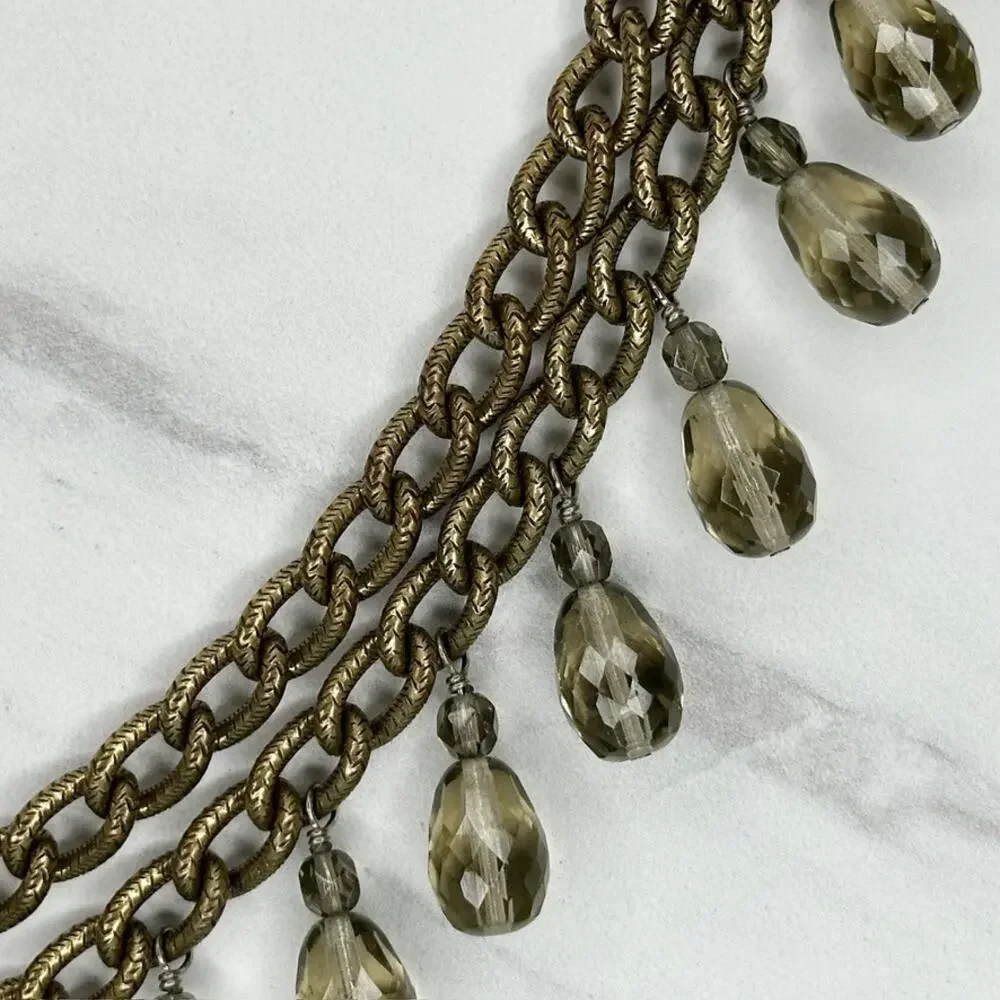 Chain Link Fringe Smoky Bead Drop Belt Gold Tone Extra Small/Small (XS/S) ✨